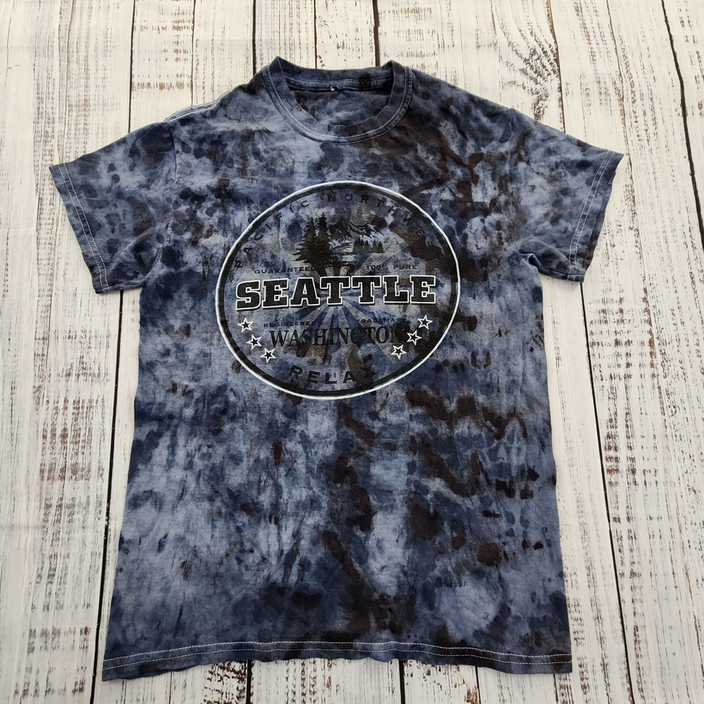 Seattle Washington Blue Tie-Dye Short Sleeve T-Shirt Boys L